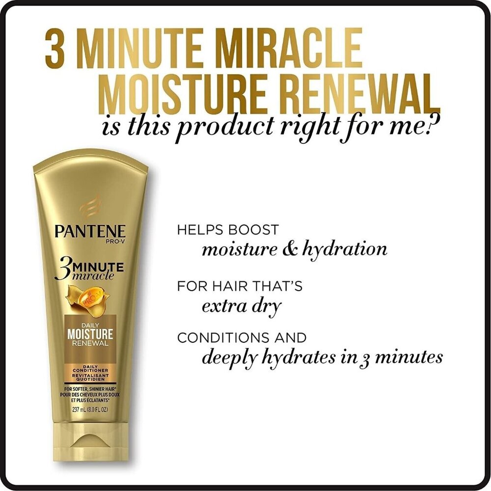 Pantene Moisture Renewal 3 Minute Miracle Deep Conditioner, 6 Fluid Ounce